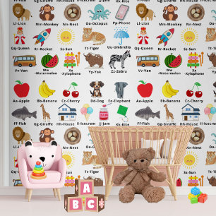 ABC Alphabet Neutral Kids Nursery Decor Wallpaper