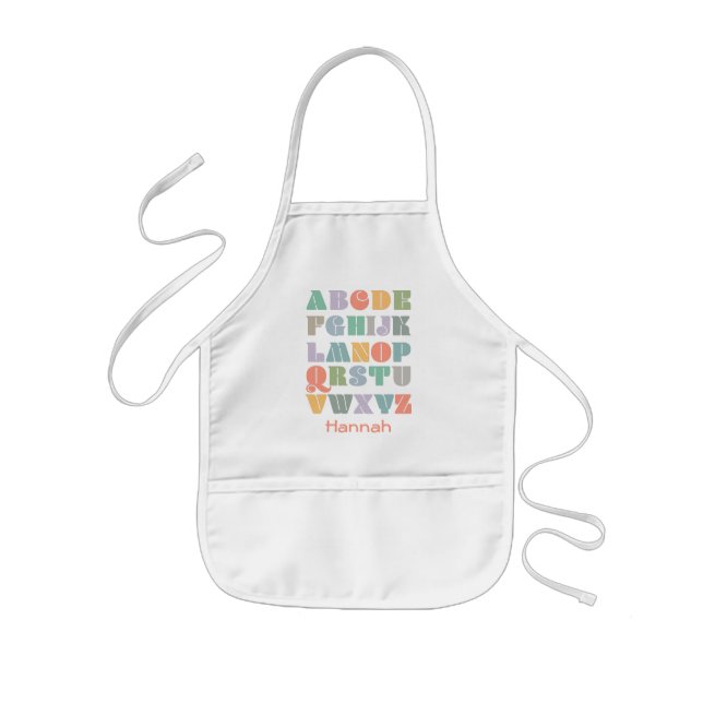 ABC Alphabet Personalised Name Kids Apron (Front)