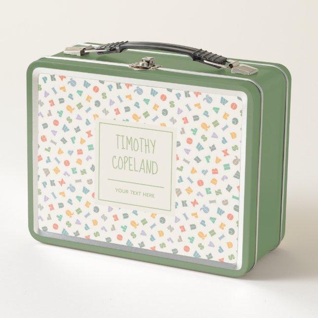 ABC Alphabet Personalised Name Metal Lunchbox (Front)