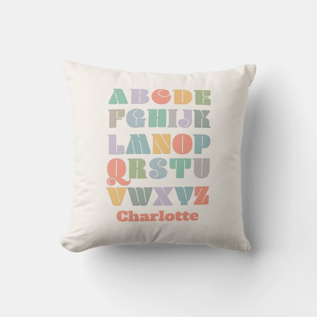 ABC Alphabet Personalised Throw Pillow (Front)