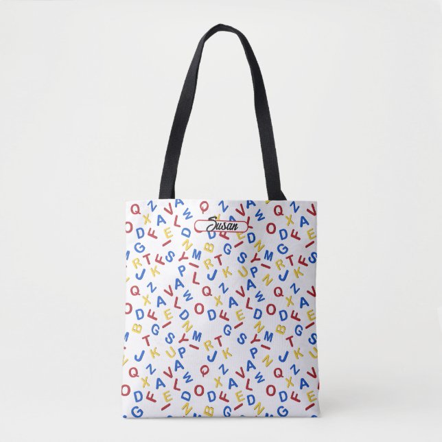 ABC Alphabet Red Yellow Blue Tote Bag (Front)
