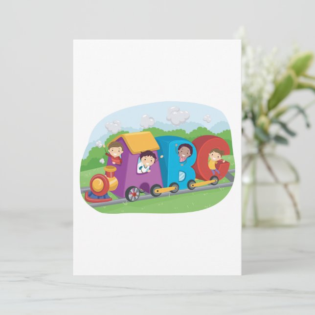 ABC Alphabet Train with Kids Fun Educational Invitation (Standing Front)