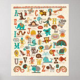 ABC Animal Alphabet Boy Nursery Print