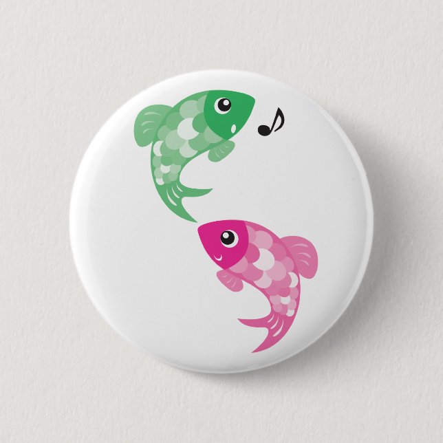 ABC Animals - Figaro & Finzy Fish 6 Cm Round Badge (Front)