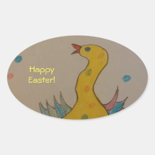 #ABC Art by Children, Easter Duck Oval Sticker