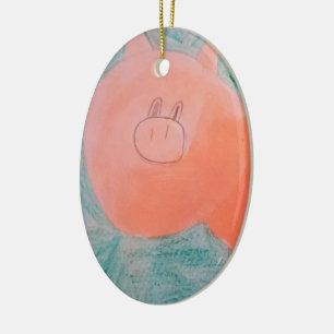 #ABC Art by Children, Pink Orange Pig Ceramic Tree Decoration