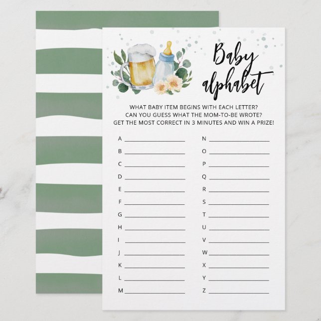 ABC Baby Alphabet Game Greenery Baby Is Brewing  (Front/Back)