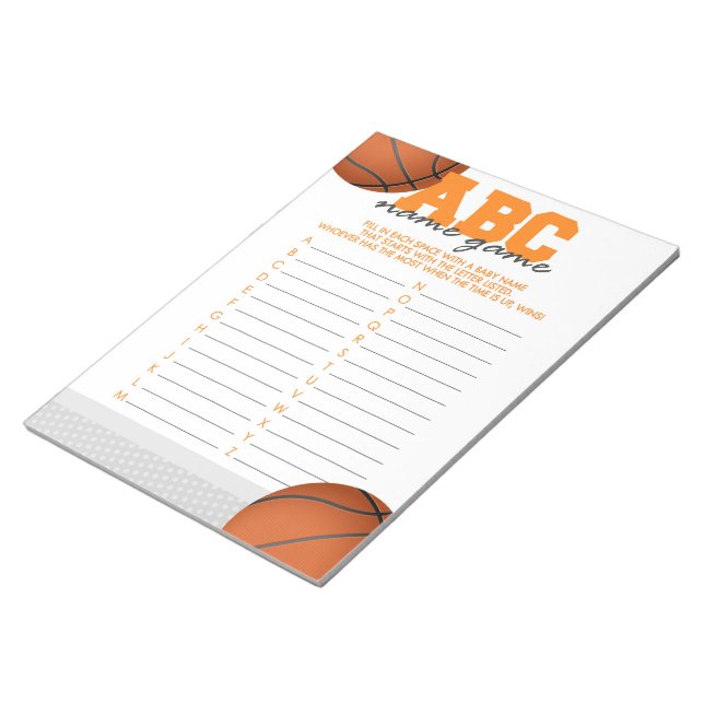 ABC Baby Name Basketball Baby Shower Game Pack Notepad (Angled)
