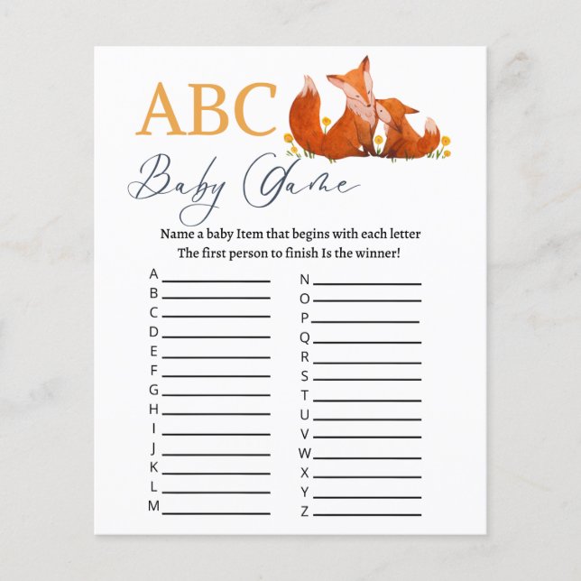 ABC Baby shower game  (Front)