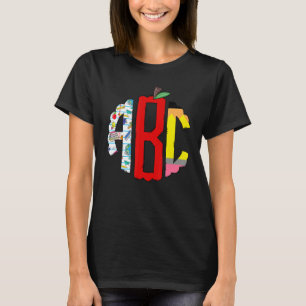 Abc Back To School Hand Drawn Monogram Letters Tea T-Shirt