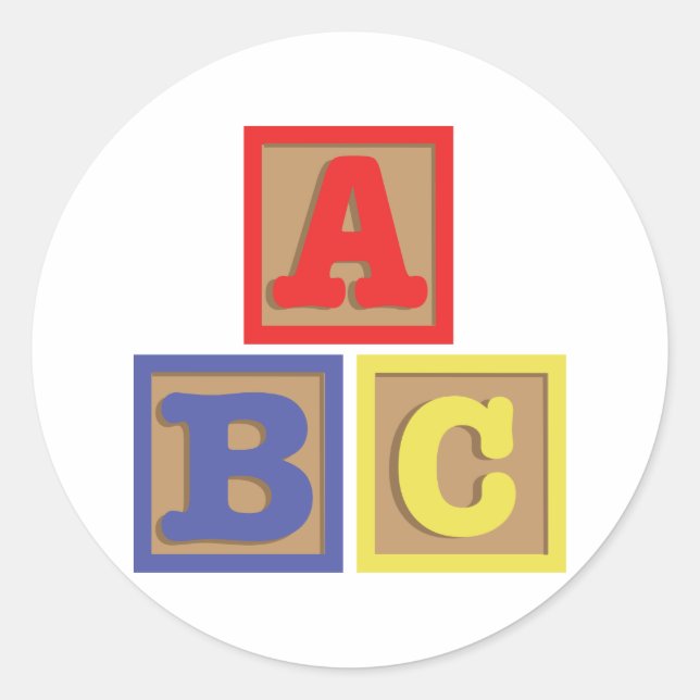 ABC Blocks Classic Round Sticker (Front)