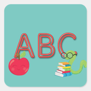 ABC Bookworm Square Sticker