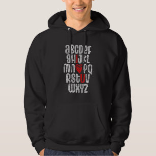Abc Chalk Alphabet I Love You English Teacher Vale Hoodie