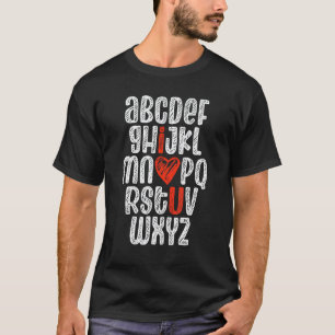 Abc Chalk Alphabet I Love You English Teacher Vale T-Shirt