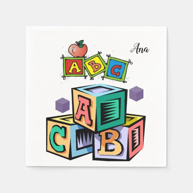 abc children's baby shower napkins first birthday (Front)