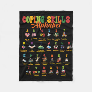 Abc Coping Skills Alphabet Mental Health Awareness Fleece Blanket