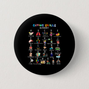 Abc Coping Skills Alphabet Self Care Mental Health 6 Cm Round Badge
