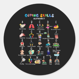 Abc Coping Skills Alphabet Self Care Mental Health Classic Round Sticker