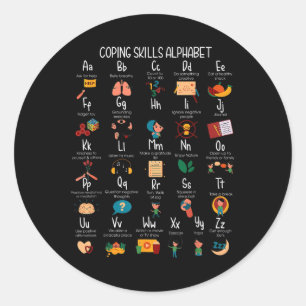 Abc Coping Skills Alphabet Self Care Mental Health Classic Round Sticker
