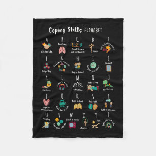 Abc Coping Skills Alphabet Self Care Mental Health Fleece Blanket