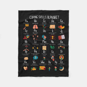 Abc Coping Skills Alphabet Self Care Mental Health Fleece Blanket