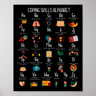Abc Coping Skills Alphabet Self Care Mental Health Poster