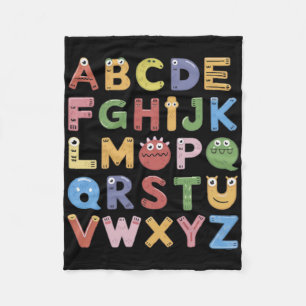 Abc Cute Monster Alphabet Halloween Teacher Costum Fleece Blanket