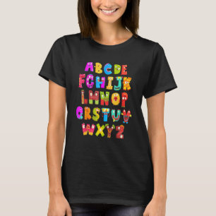 ABC Cute Monster Alphabet Halloween Teacher Costum T-Shirt