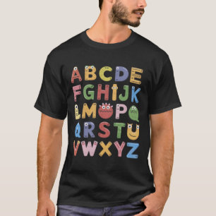 Abc Cute Monster Alphabet Halloween Teacher Costum T-Shirt