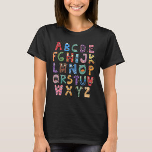 ABC Cute Monster Alphabet Halloween Teacher Costum T-Shirt