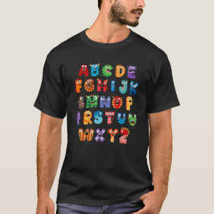 ABC Cute Monster Alphabet Halloween Teacher Costum T-Shirt