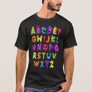 Abc Cute Monster Alphabet Halloween Teacher Costum T-Shirt