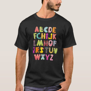 ABC Cute Monster Alphabet Halloween Teacher Costum T-Shirt