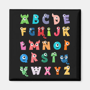 Abc Cute Monster Alphabet Halloween Teacher Magnet
