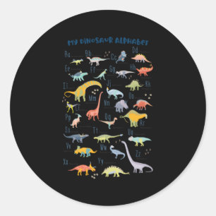 Abc Dino Identification A-Z Types Of Dinosaurs Alp Classic Round Sticker