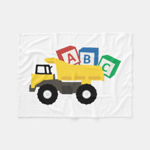 ABC Dump Truck Construction Trucks Fleece Blanket