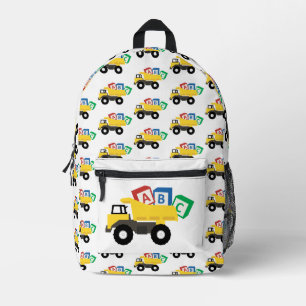 ABC Dump Truck Construction Trucks School Printed Backpack