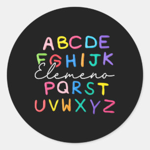 Abc Elemeno Kindergarten Teacher Boy Girl Kid Back Classic Round Sticker