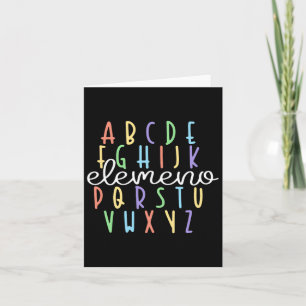 Abc Elemeno Kindergarten Teacher Cute Gifts Back T Card