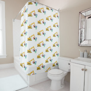 ABC Excavator Construction Truck Pattern Shower Curtain