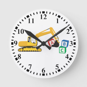 ABC Excavator Construction Truck Round Clock
