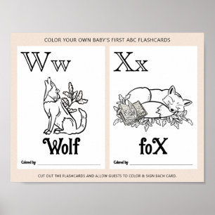 ABC Flashcards Baby Shower Colouring Activity Shee Poster