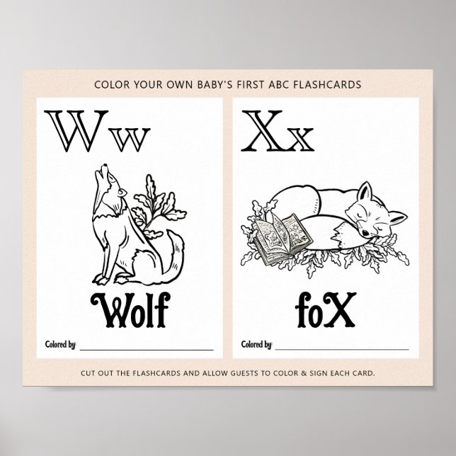 ABC Flashcards Baby Shower Colouring Activity Shee Poster (Front)