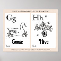 ABC Flashcards Baby Shower Colouring Activity Shee