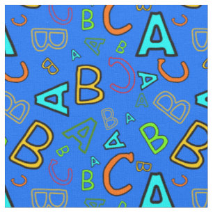 ABC Fun Learning Pattern on Blue Fabric