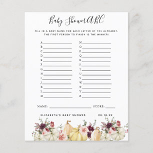ABC Game   Floral Pumpkin Baby Shower Game