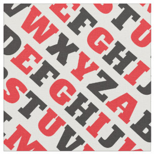 ABC graphic text visual black red white fabric