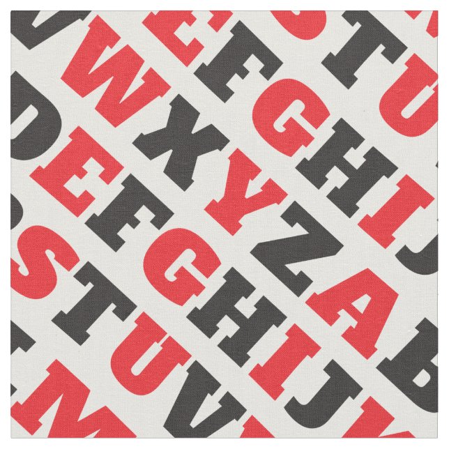 ABC graphic text visual black red white fabric (Close Up)