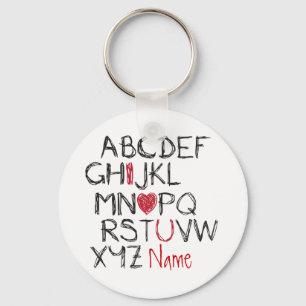 ABC I Heart You Personalised Key Ring