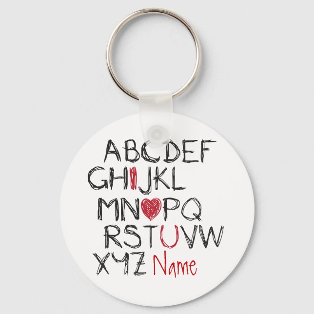 ABC I Heart You Personalised Key Ring (Front)